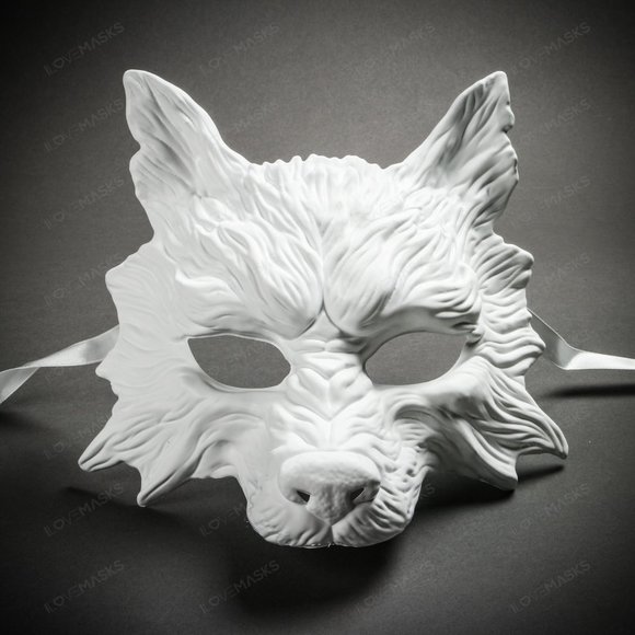 DIY Blank White Halloween Mask Wolf Masquerade - Picture 1 of 5